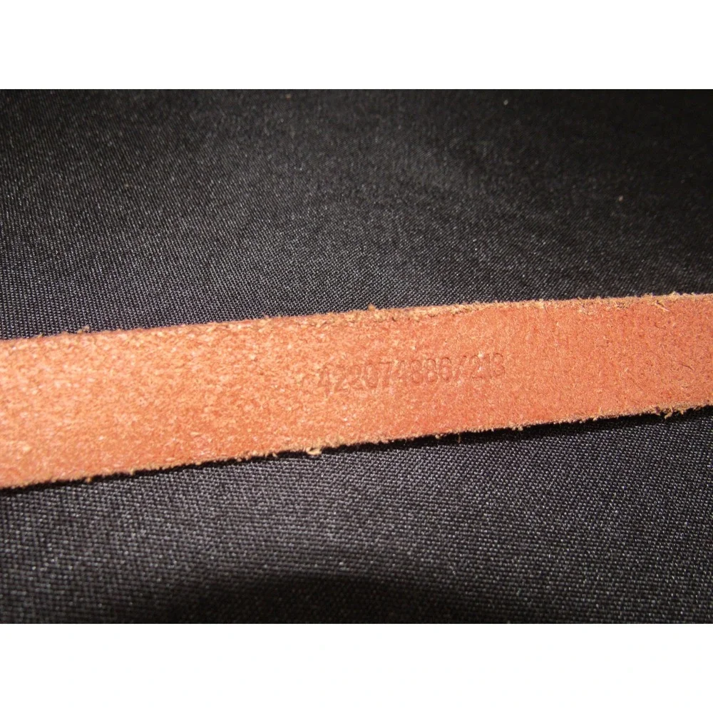 American Living Womens Cognac Brown Genuine Leather Cross Stitch Skinny Belt Lg